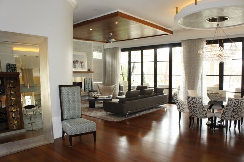 This is a view of the Living and Dining areas, as they appear from the Entry/Stairwell area.