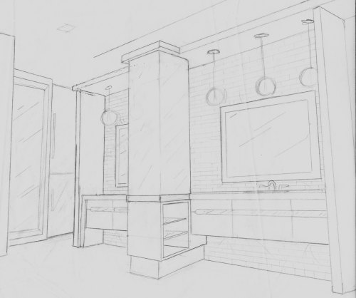 Here is a perspective drawing I did of this area before the area was built. 