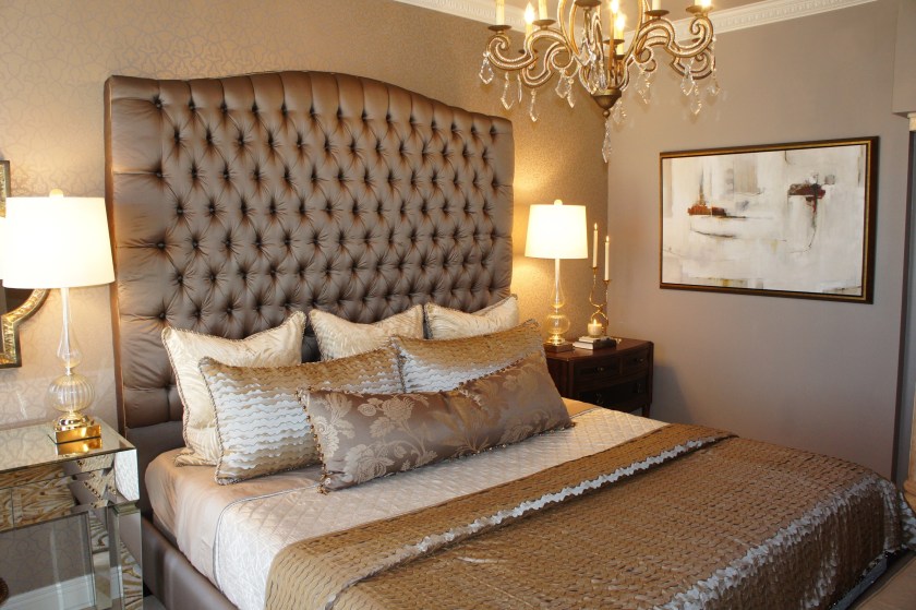 I hung some beautiful cream modern art on the side wall to add some contemporary flair, and to brighten up the walls.