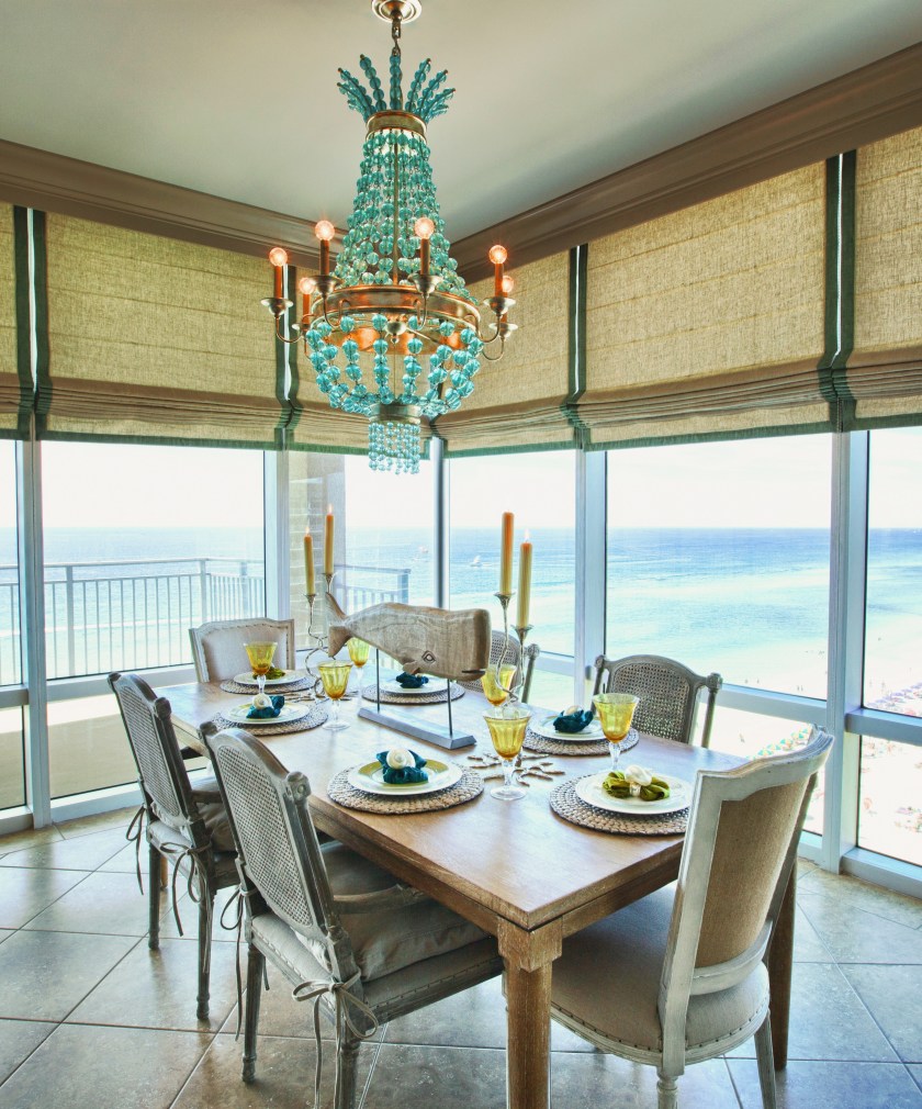 We positioned the Dining area behind the sectional, for a perfect beachside dining experience!