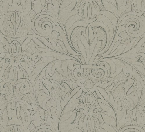 This Kravet wallcovering  (W3078-11) is actually a beautiful line drawing of a large damask pattern.  Absolutely drop-dead gorgeous in person!!  What a great way to give pizazz to your bed wall, without being too busy or bold.  Even the faux finishers admitted a fascination for this paper!