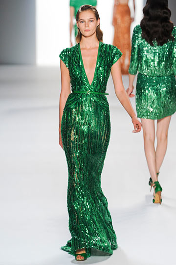 Malachite-inspired sequin dress