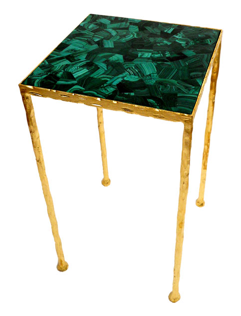 Gold and malachite side table