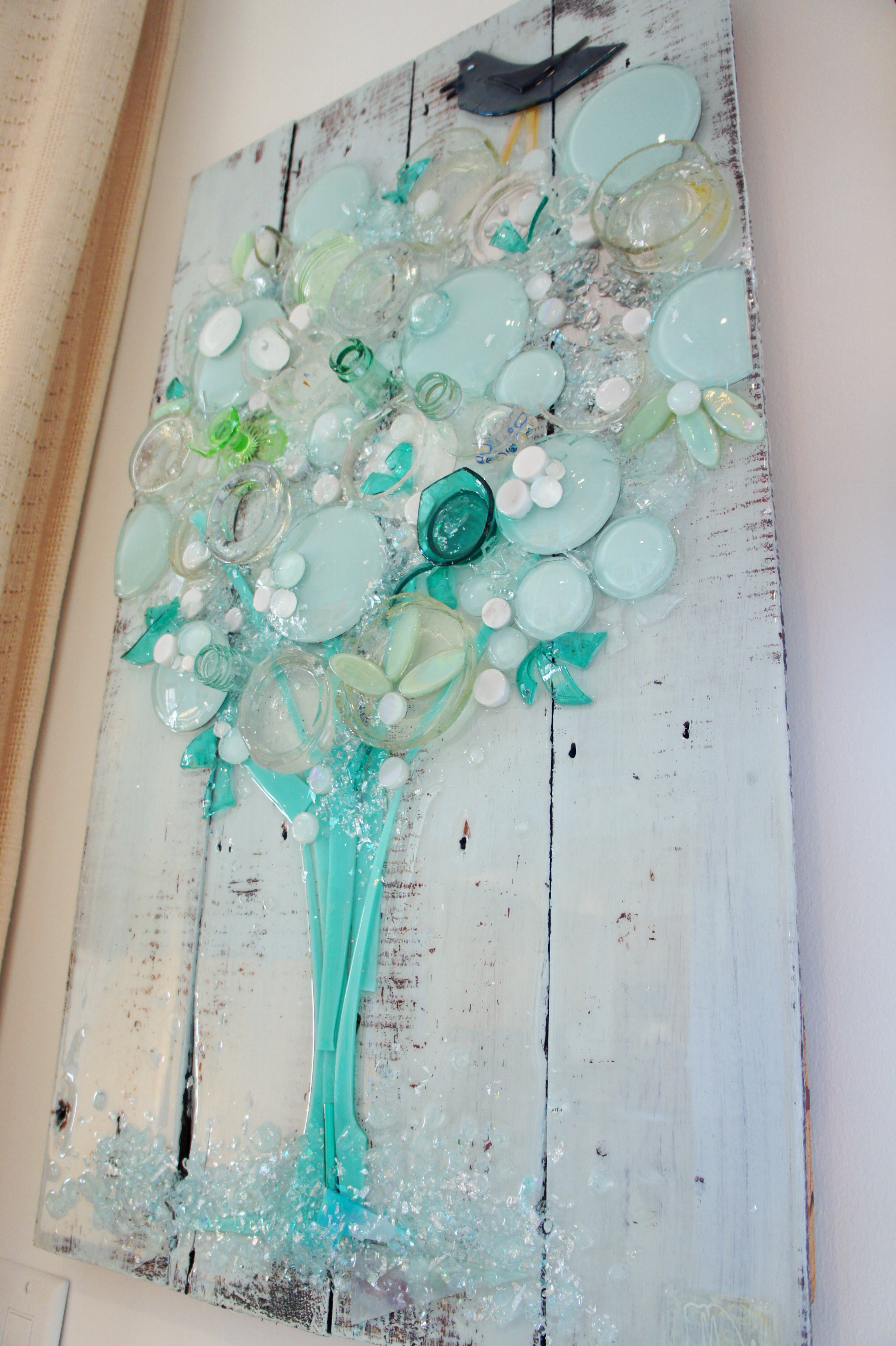 Check out this awesome art I found at Mary Hong's studio! This woman does wonders with glass and wood!