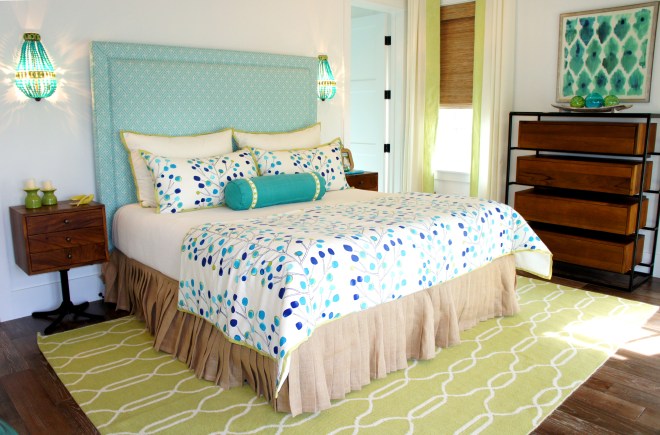 The mid-century modern casegoods bring a funky mod vibe to the room, keeping it young and fun!